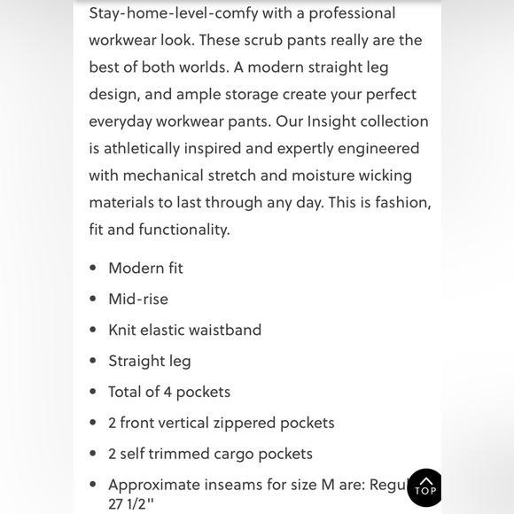 NWT Med Couture Insight Women's 4-Pocket Zipper Cargo Pocket Scrub Pants - Picture 6 of 11